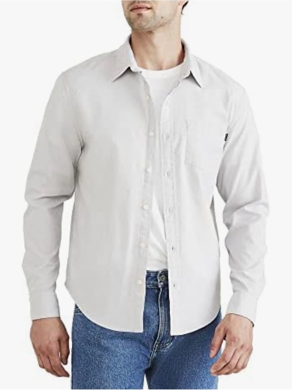 Dockers mens Regular Fit Long Sleeve Casual Button Up shirt Foil Grey XXL